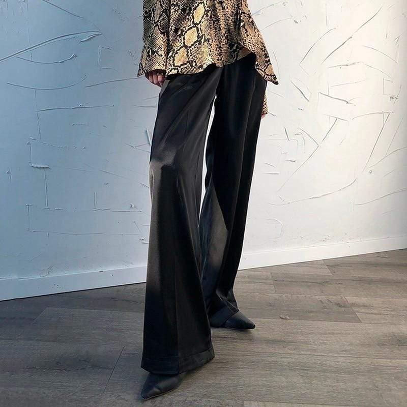 elegant silk wide leg trousers