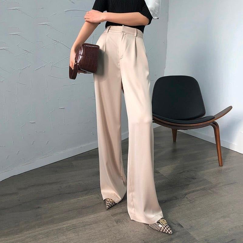 elegant silk wide leg trousers