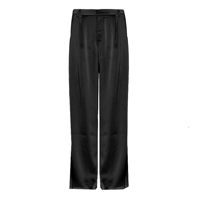 elegant silk wide leg trousers