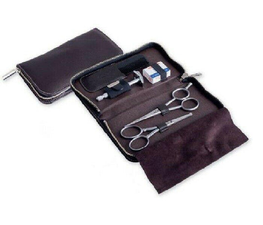 Dovo Beard and Moustache Grooming Set in Brown Leather Case (DV508-056)