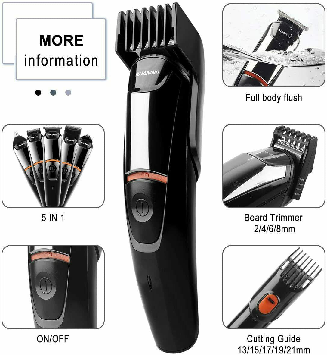 Trimmer Professional Mens Barber Electric 5 on 1 Waterproof Precision