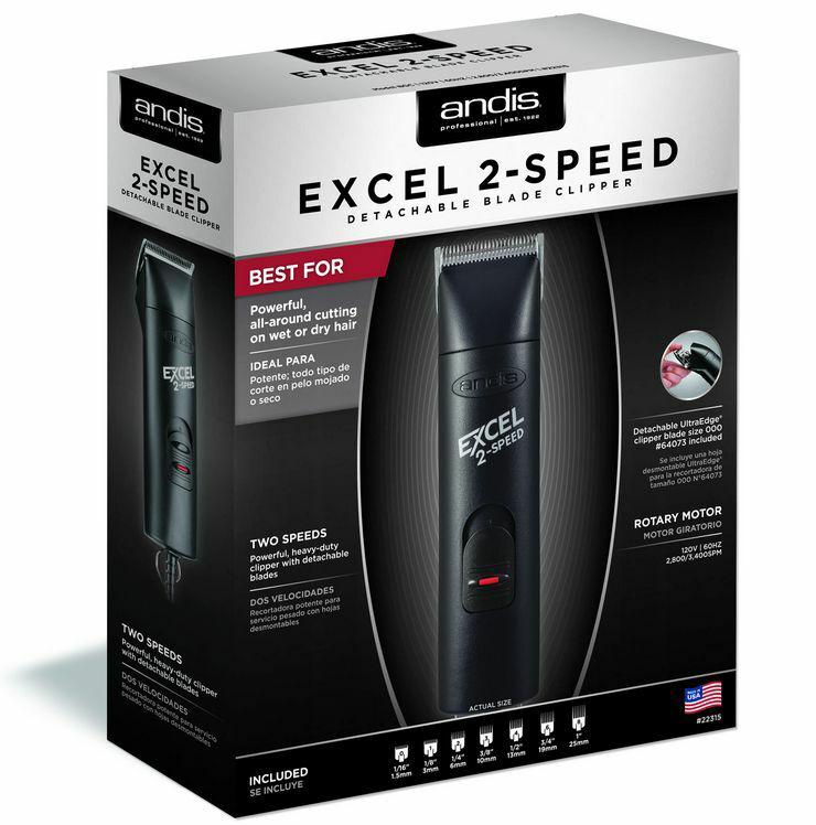 Andis Excel 2-Speed Professional Detachable Blade Hair Clipper Black #22315 NEW