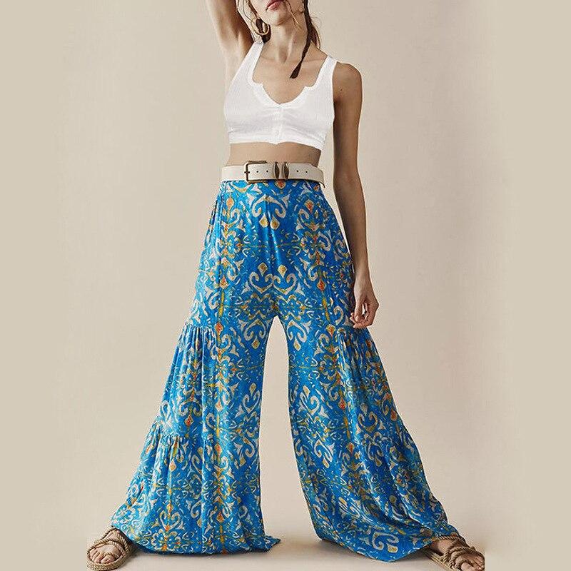 floral wide leg high waist pants