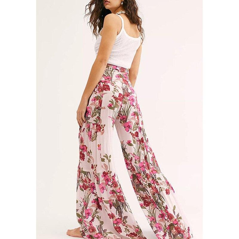 floral wide leg high waist pants