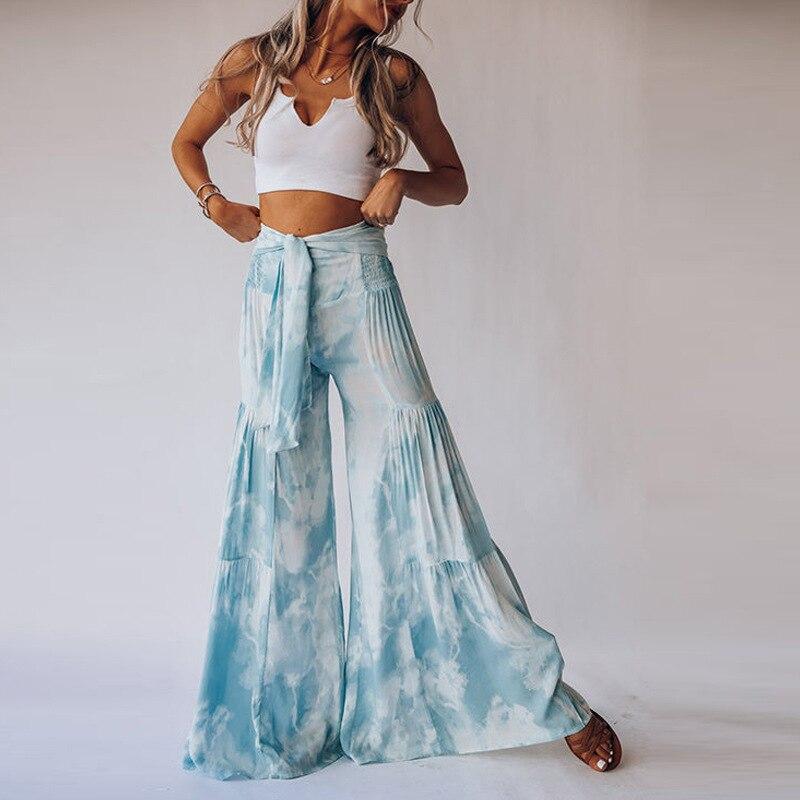 floral wide leg high waist pants