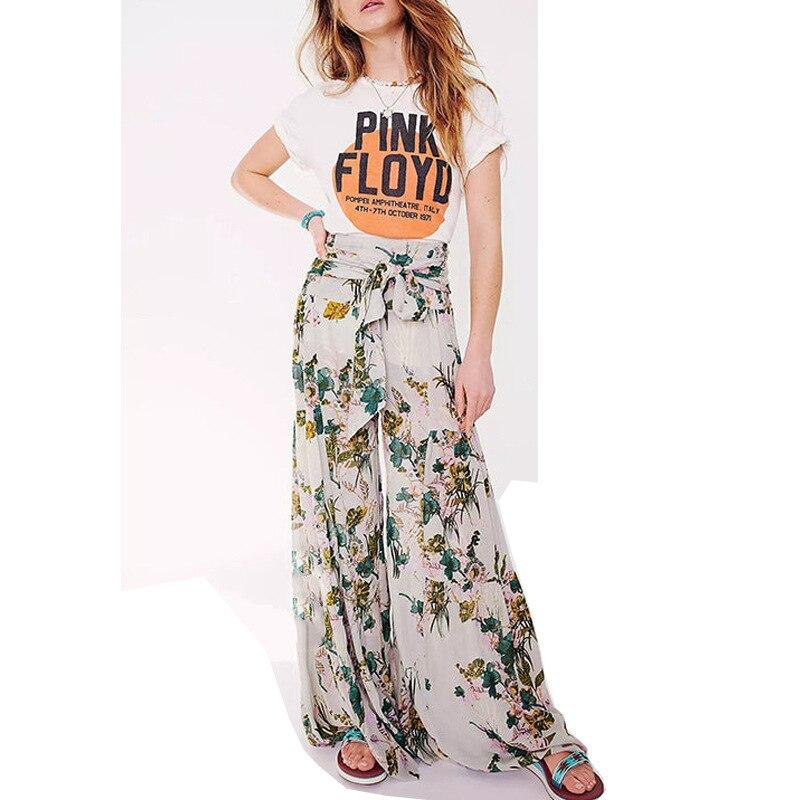 floral wide leg high waist pants