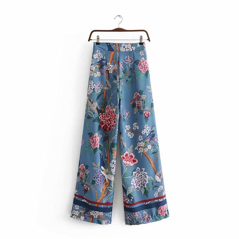 chic print wide leg bohemian pants