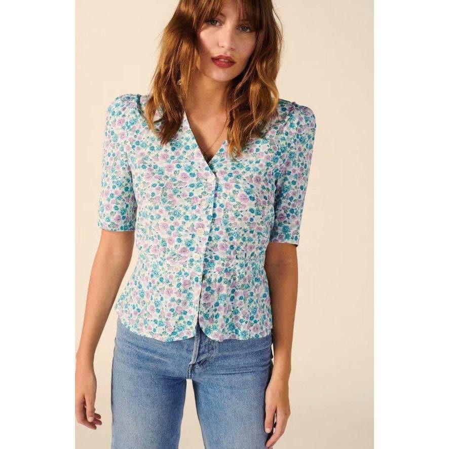 floral short sleeve blouse