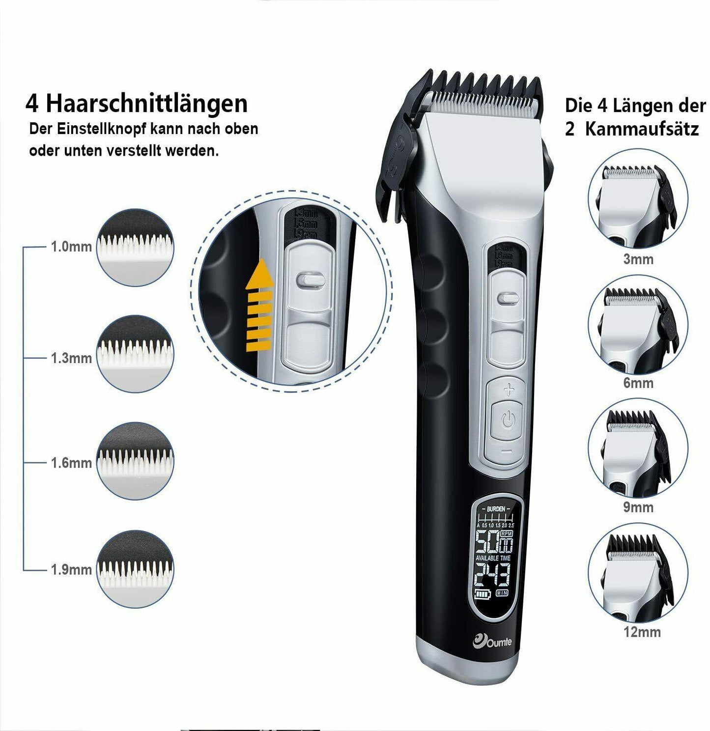 Trimmer Professional OUMTE Mens LCD Beard Trimmer Precision Rechargeable