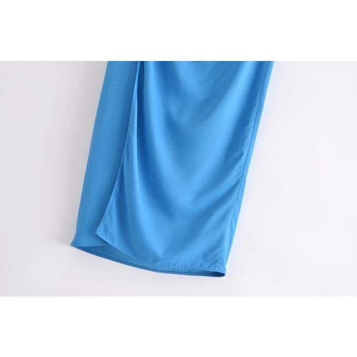 blue knots split loose high waist skirt