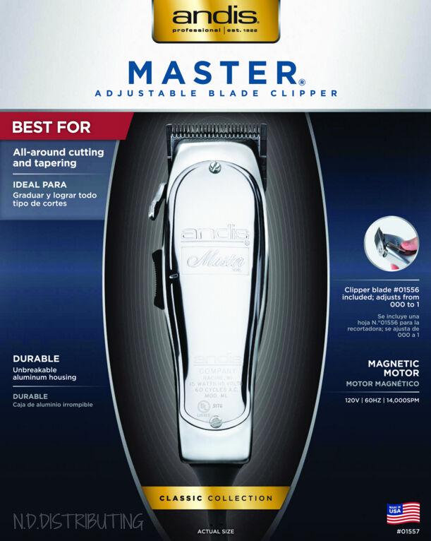 Andis Master ML Clipper 1557 + 9 pack Nano DOUBLE MAGNET Comb Set #01410 #01415