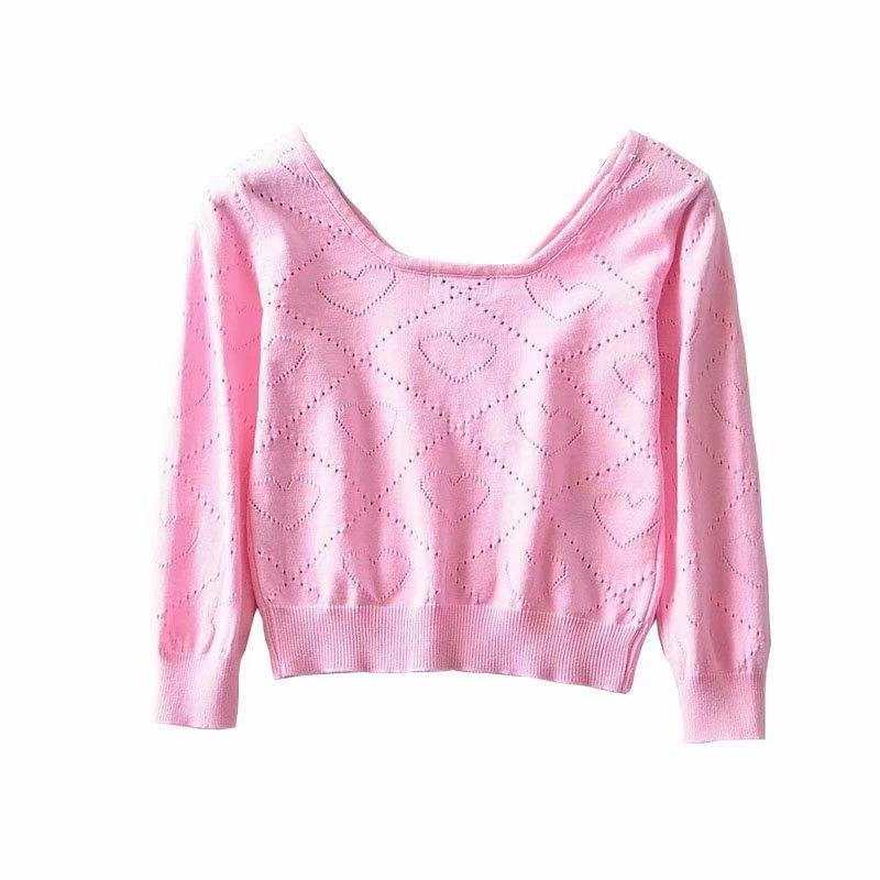 heart hollow knit sweater