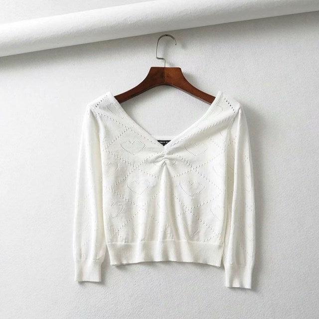 heart hollow knit sweater