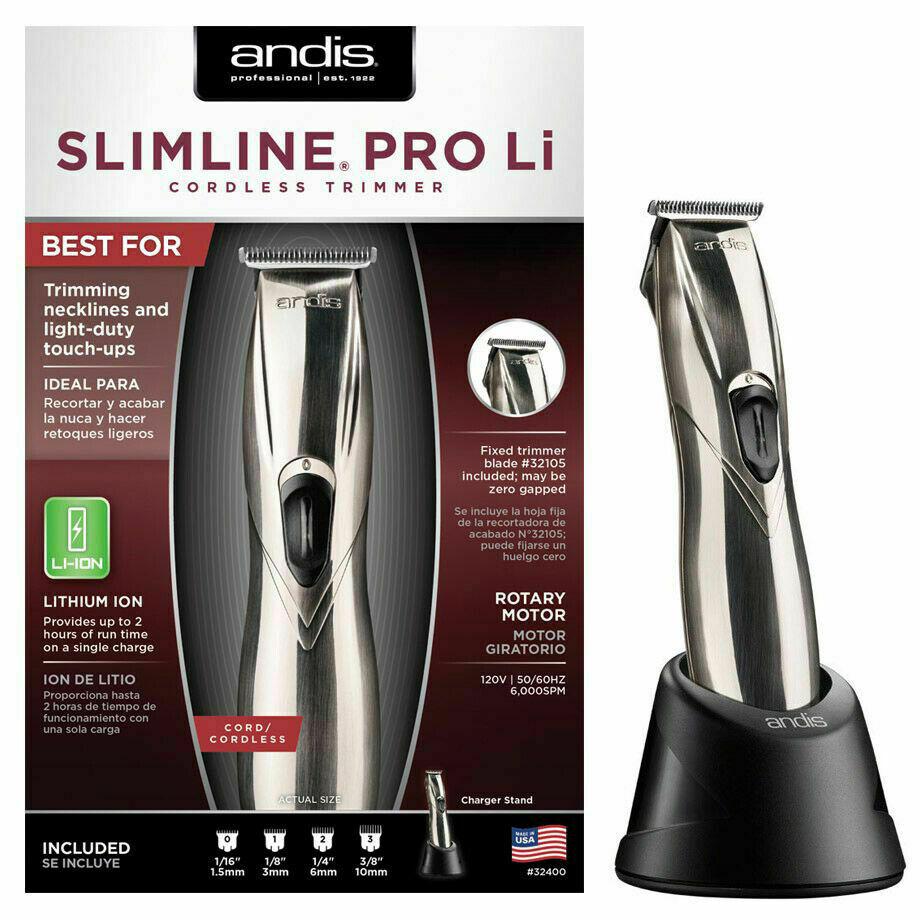 Andis Slimline Pro Li Cordless T-Blade Lithium Hair Beard Trimmer D8 Silver