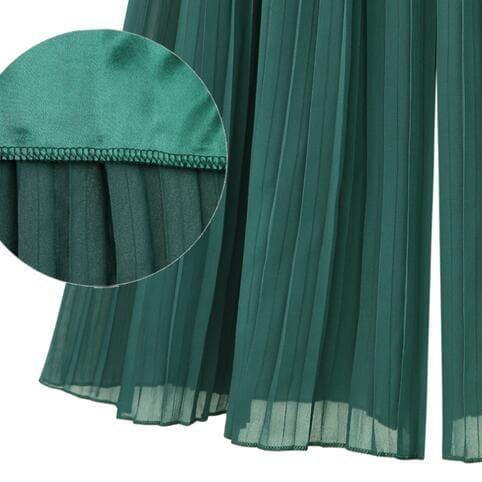 chiffon wide leg pleated style pants