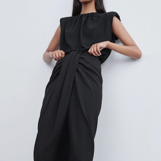 fashion knotted wrap midi skirt