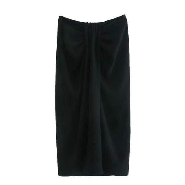 fashion knotted wrap midi skirt