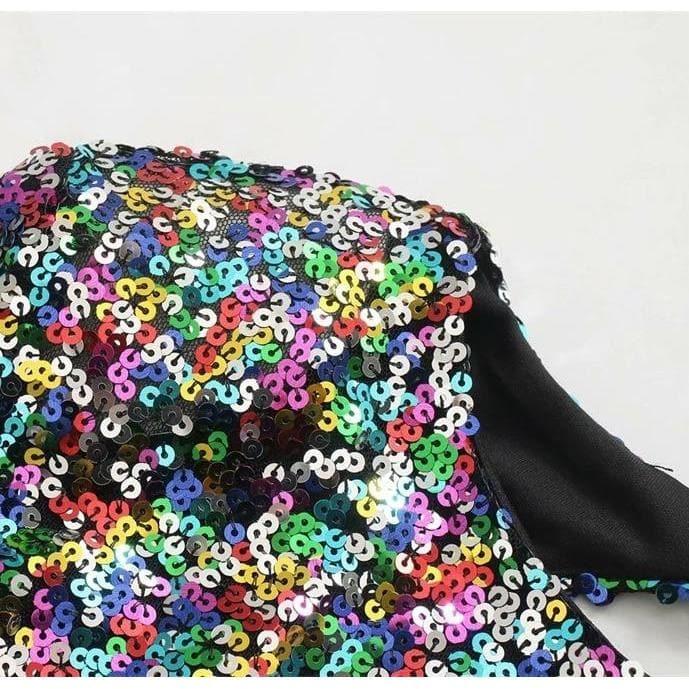 backless sequin multi-colored mini dress