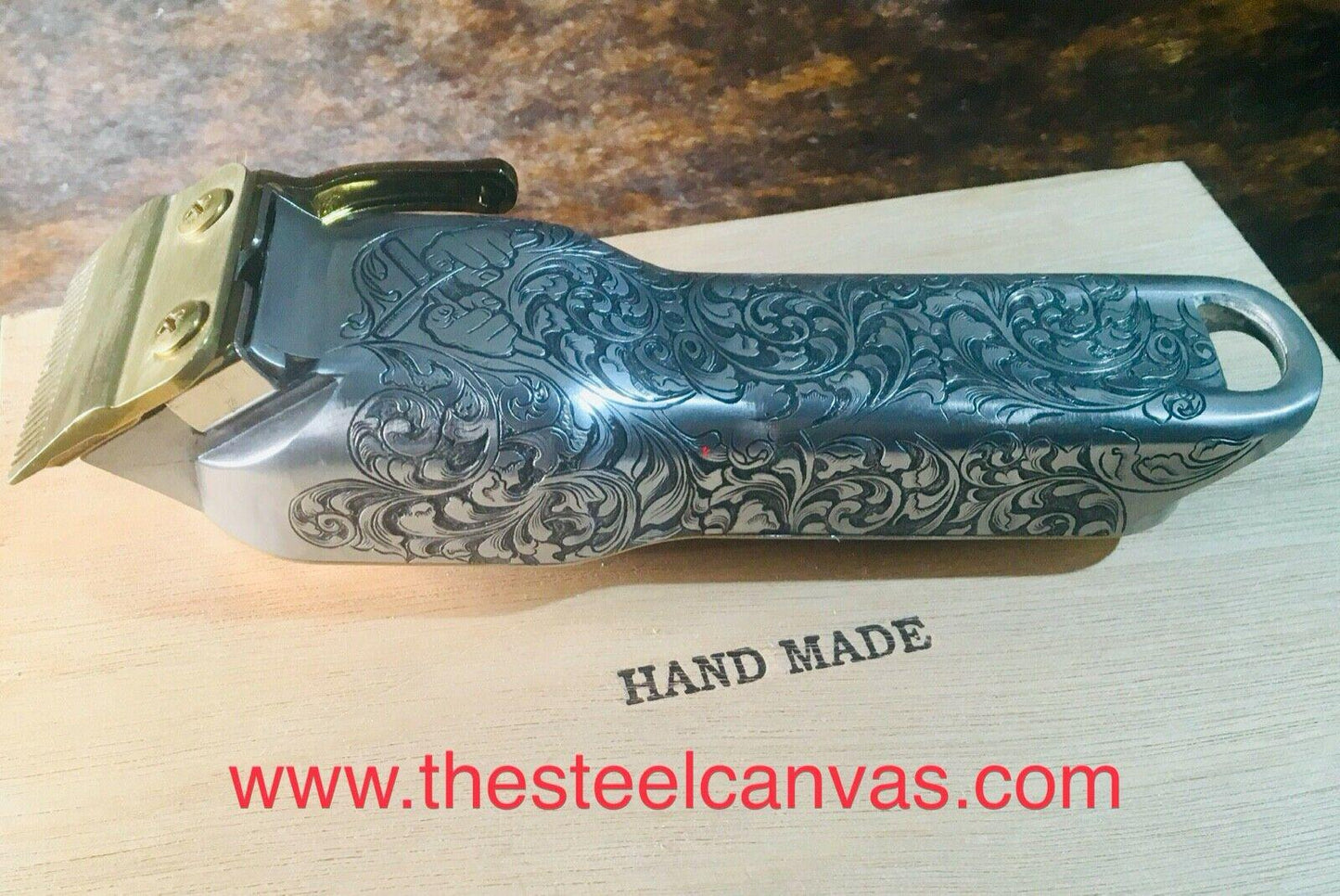 Unique hand engraved hair clipper. One of a kind