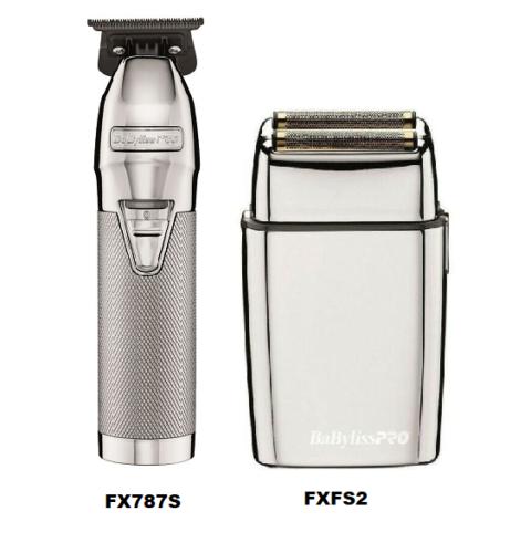 BaByliss Pro Silver FX Combo Outliner & Double Foil Shaver 110-220 Volt FXFXHOPK