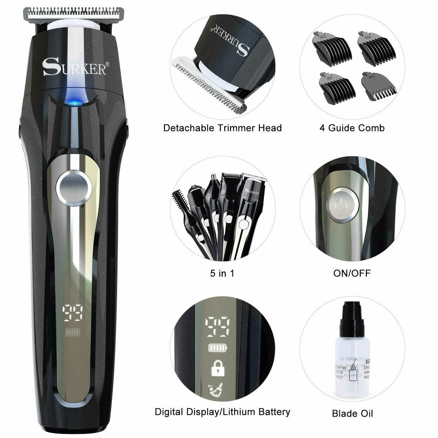 Barber Electric Trimmer Nivlan Precision Waterproof 5-in-1 Professional