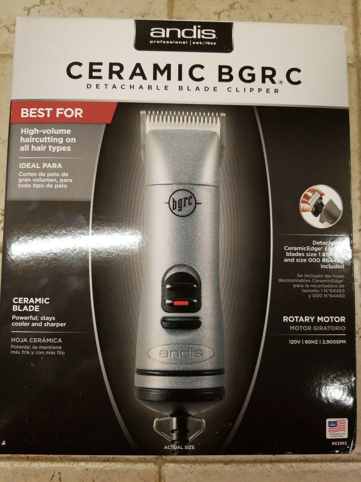 Andis Ceramic BGRC Detachable Blade Silver Hair Clipper Model #63965 NEW