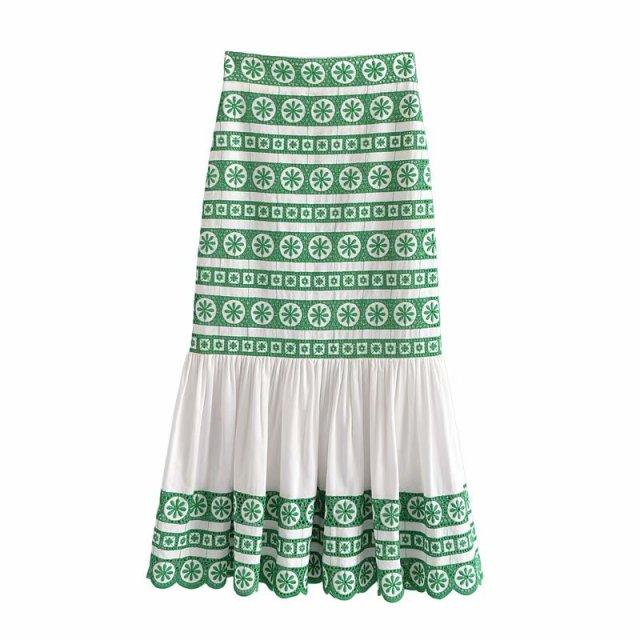 ebroidery midi skirt