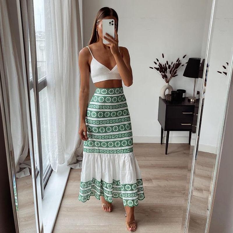 ebroidery midi skirt