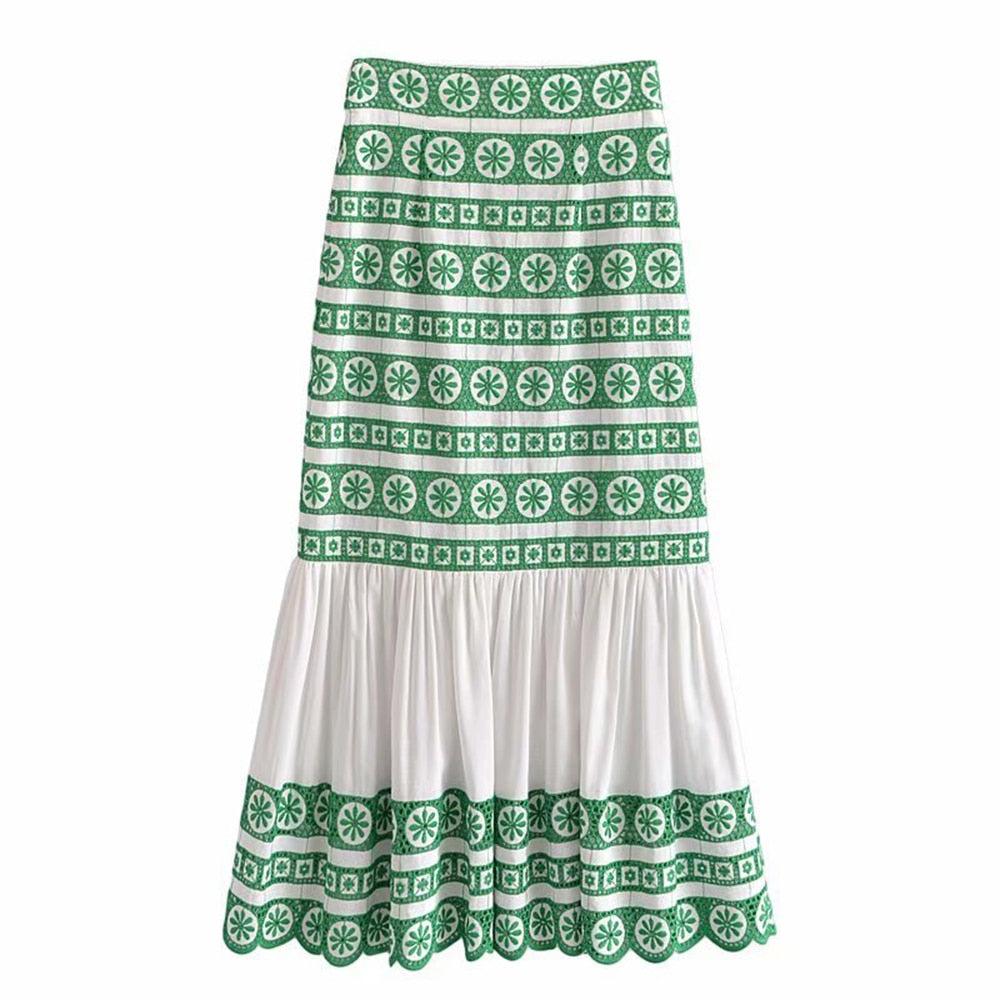 ebroidery midi skirt