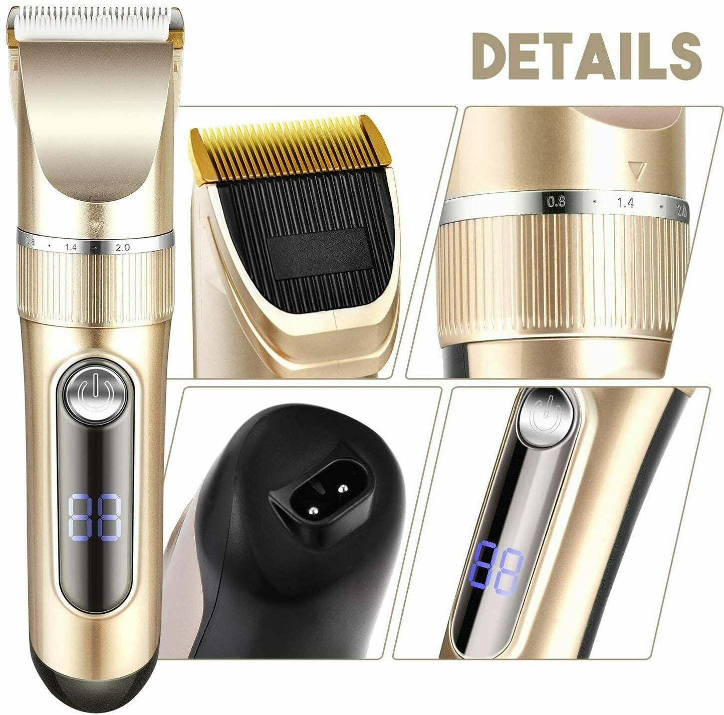 Cut The Hair Screen LED Rechargeable Wireless Trimmer With 6 Combs