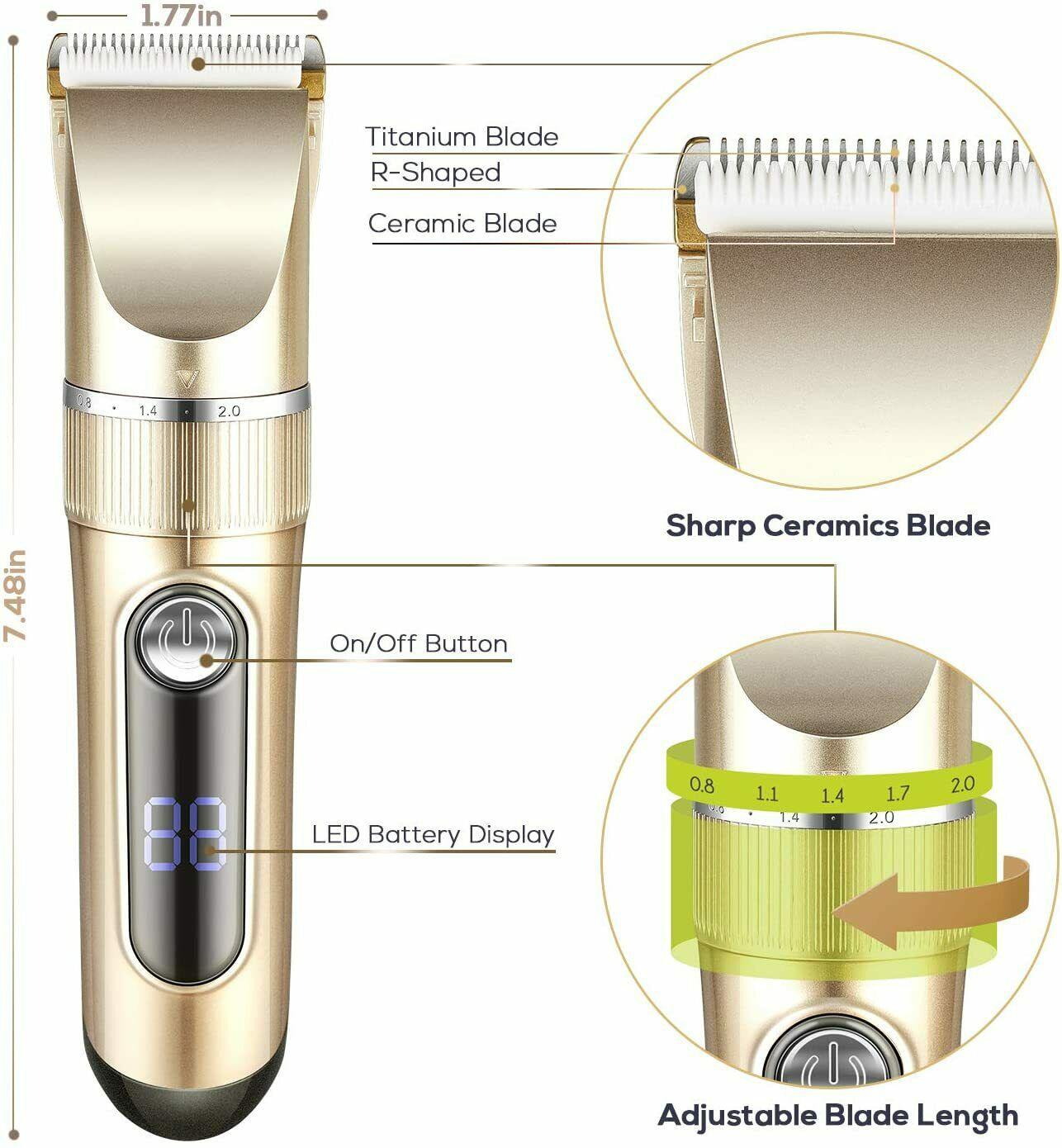 Cut The Hair Screen LED Rechargeable Wireless Trimmer With 6 Combs