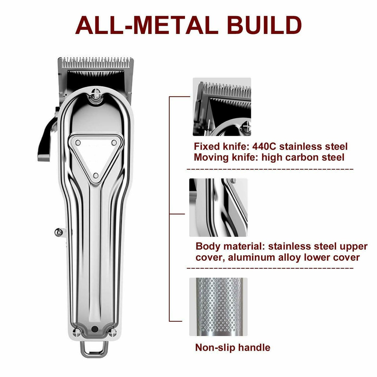 Hair Clippers Professional Man with Body of Metal, Length of Cutting 4 Limits