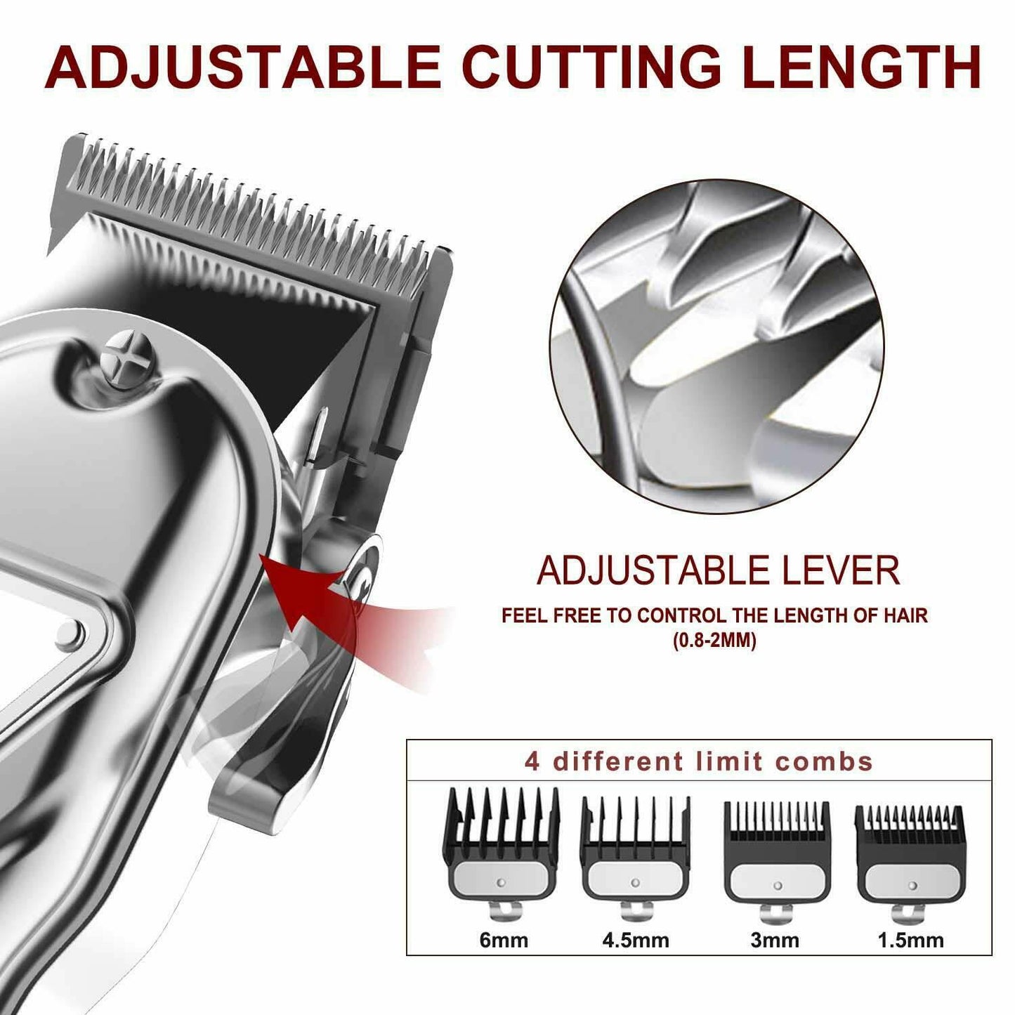 Hair Clippers Professional Man with Body of Metal, Length of Cutting 4 Limits