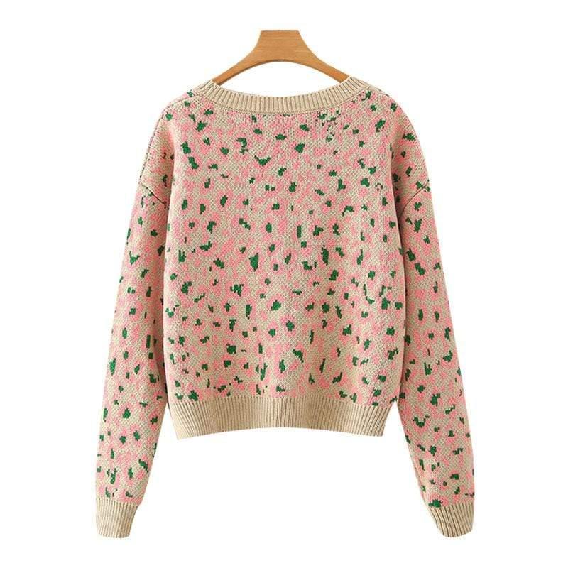 fashion leopard pattern knitted sweater