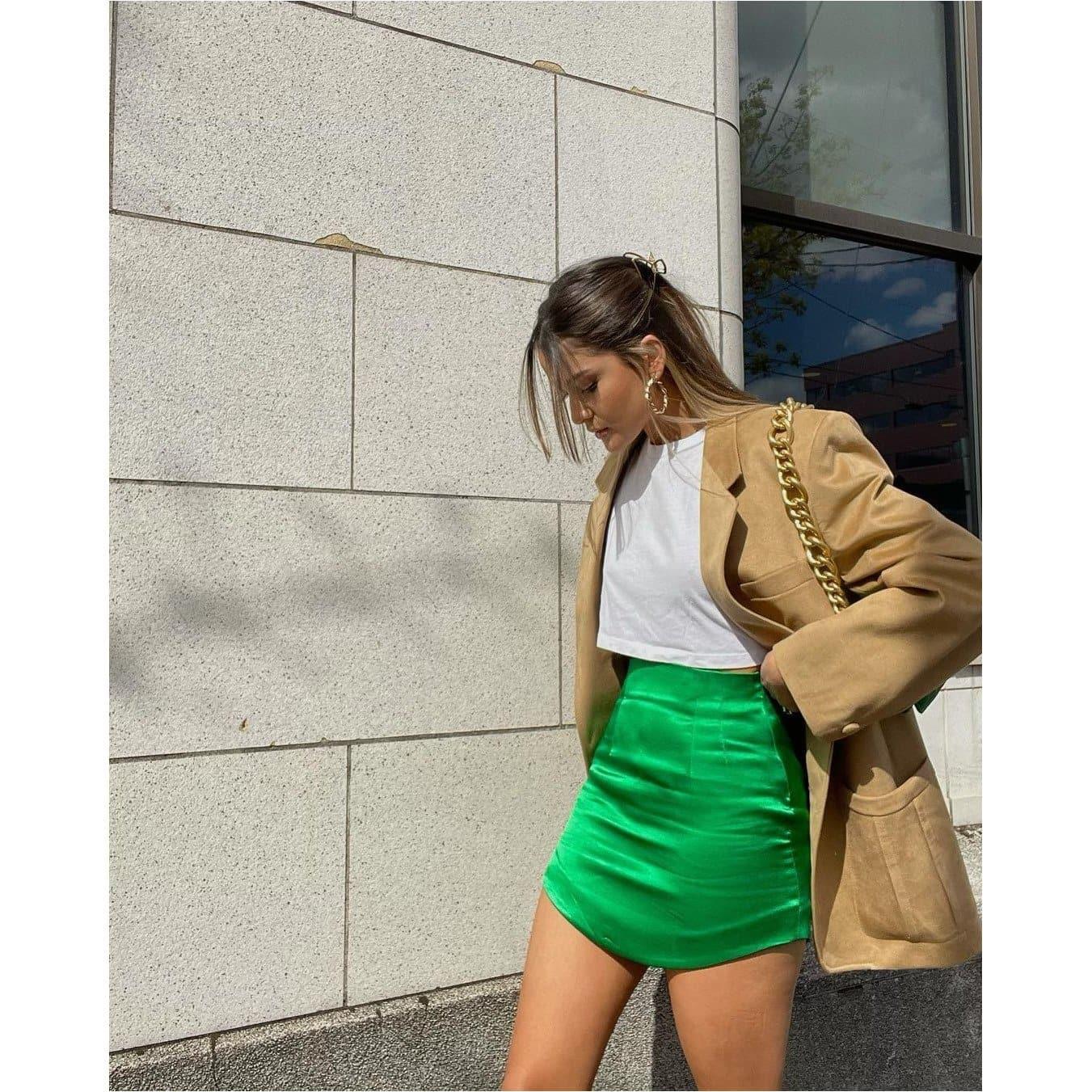 high waist slim elegant mini skirt