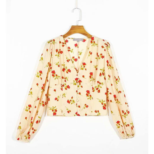 elegant long sleeve floral blouse