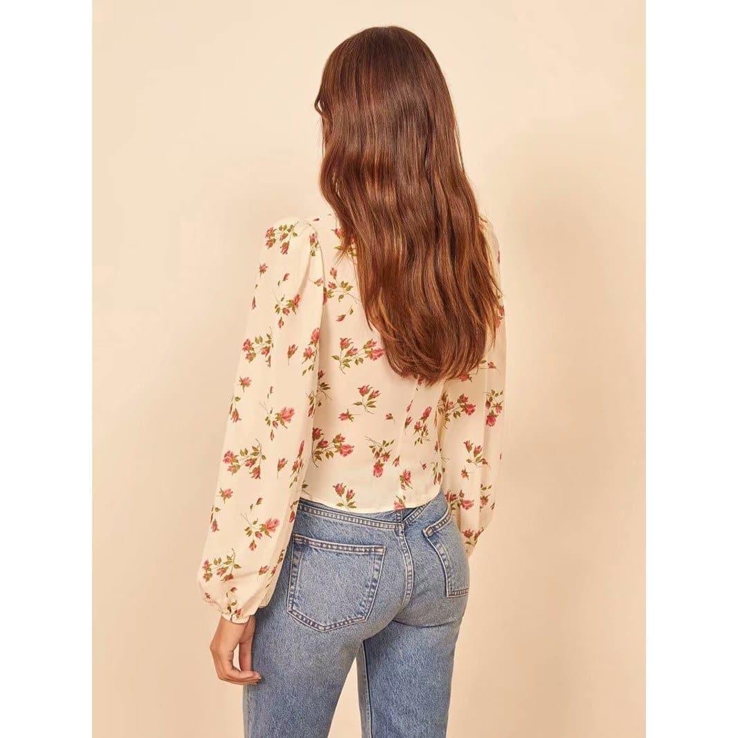 elegant long sleeve floral blouse