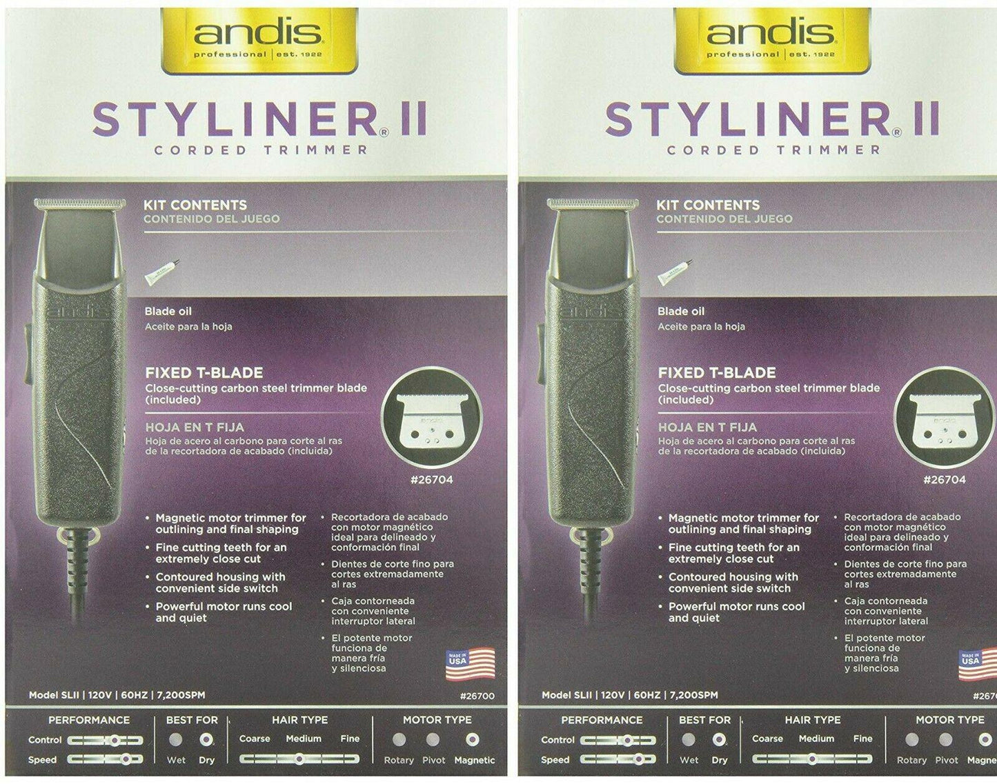 Andis Styliner II 2 Corded Trimmer Close Cutting #26700