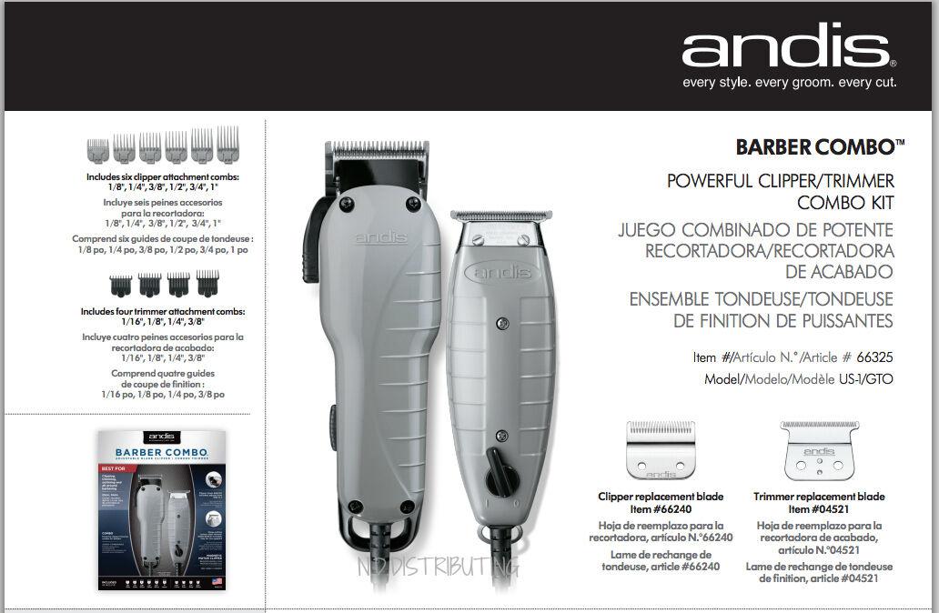 Andis Professional Barber Combo Adjustable Clipper with Trimmer - 66325