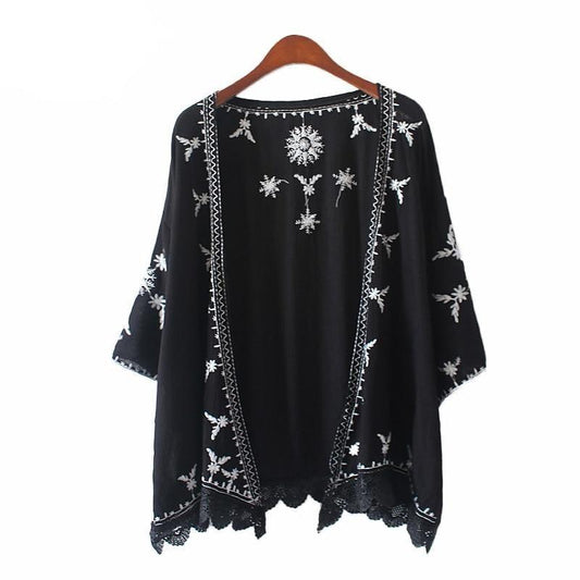 embroidery cardigan loose blouse