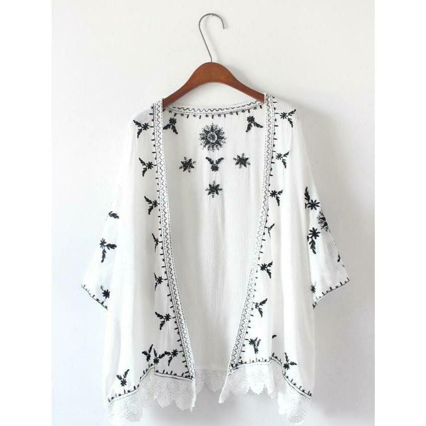 embroidery cardigan loose blouse