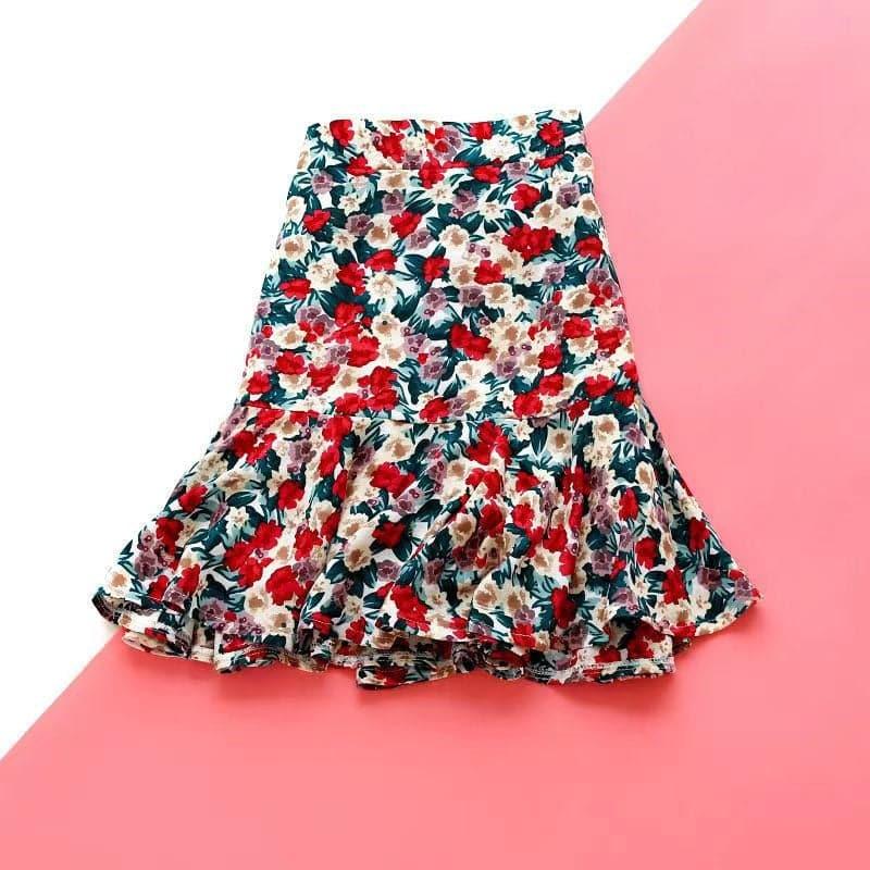 floral printed ruffles skirt