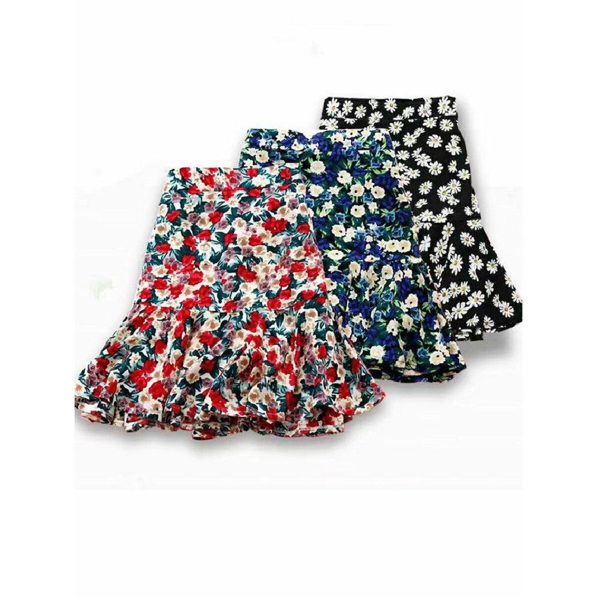 floral printed ruffles skirt