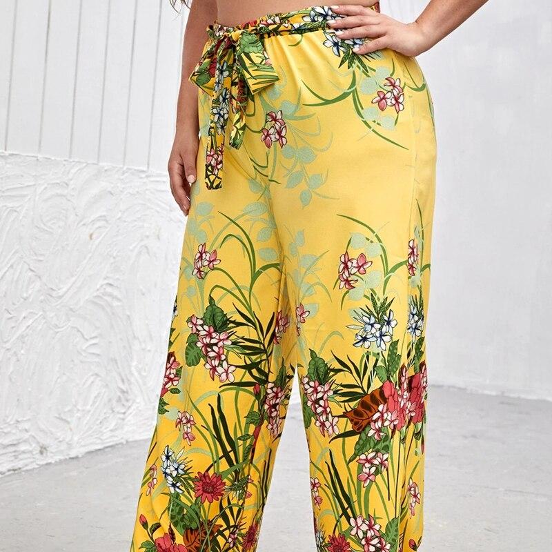 floral print summer wide leg pants