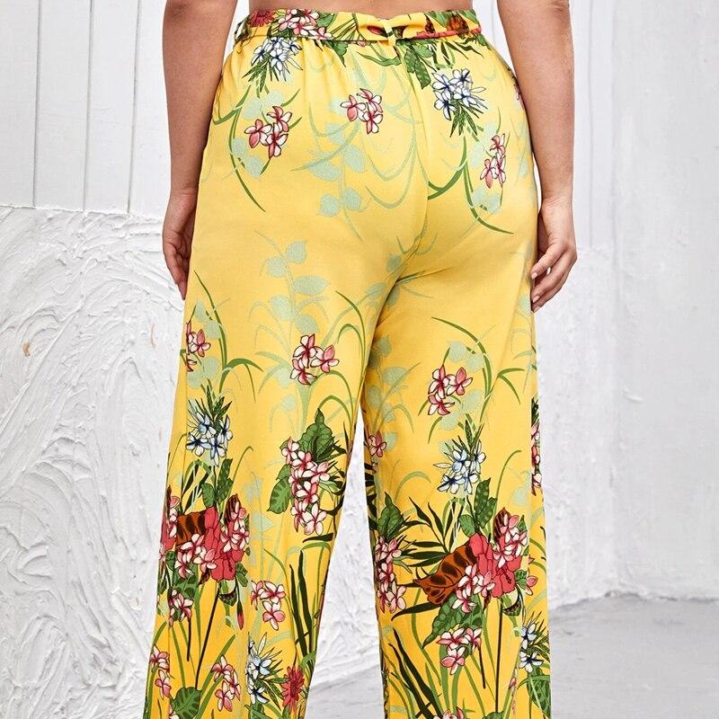 floral print summer wide leg pants