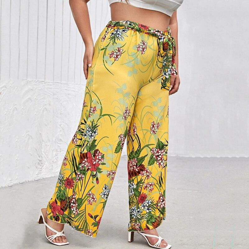 floral print summer wide leg pants