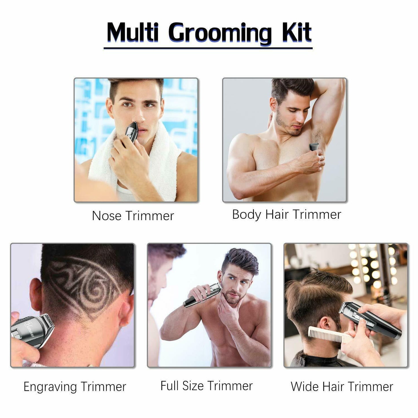 Hair Trimmer Waterproof USB Rechargeable 5 In 1