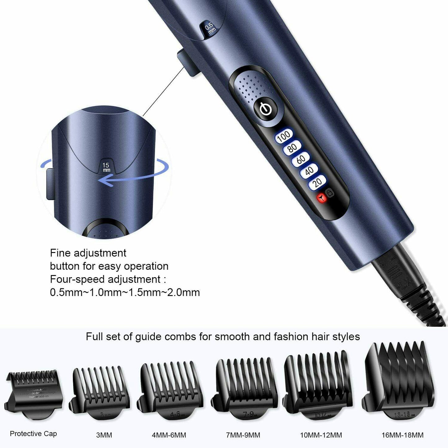 HATTEKER Trimmer Hair Clipper Machine for Mens Electronic LCD Waterproof