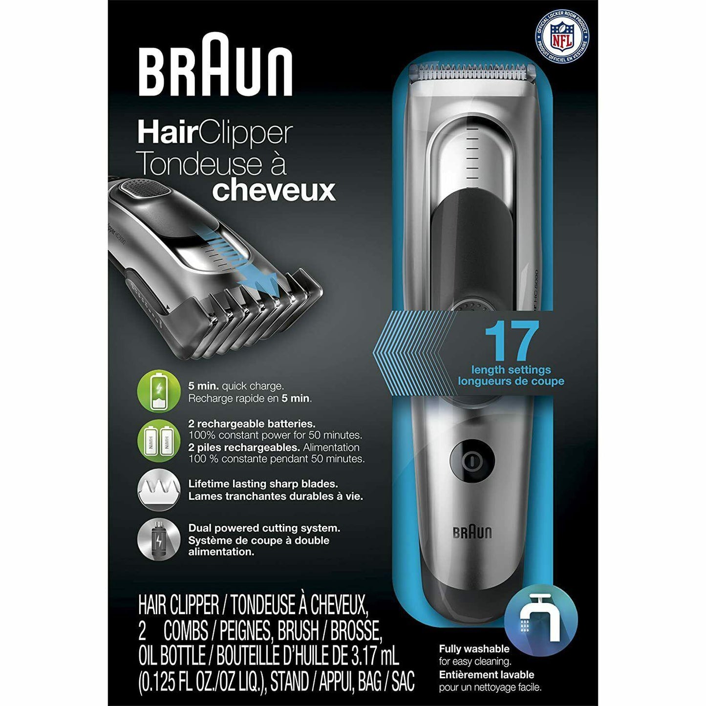 Braun HC5090 Cordless & Rechargeable, Men s Hair Clipper, Trimmer