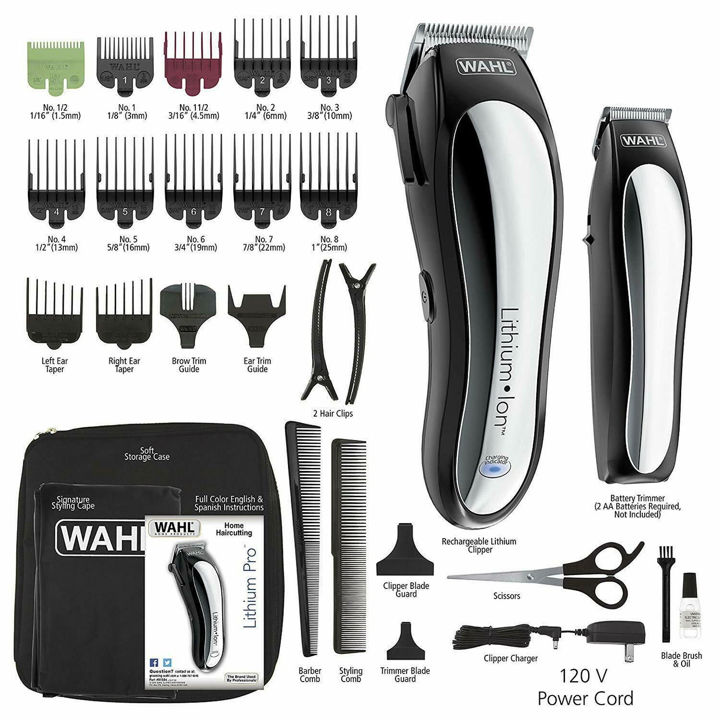 Cortapelos y recortadores para hombres, kit de corte de cabello con 10 peines gu